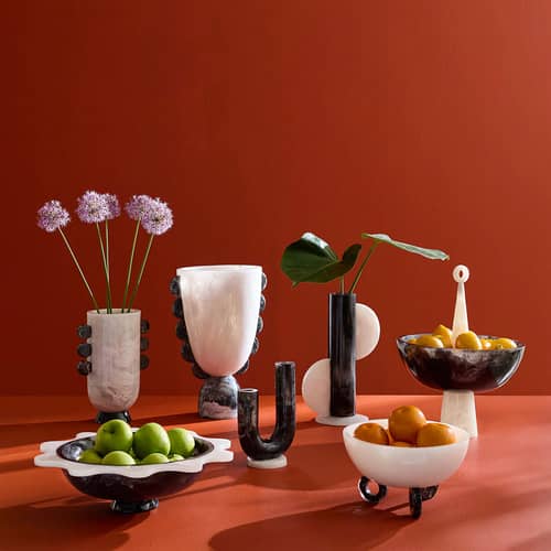 Vaso singolo Como materiale plastico nero / H 30,5 cm - Effetto marmorizzato - Jonathan Adler - Vaso singolo Como / H 30,5 cm - Effetto marmorizzato - Acrilico
