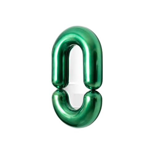 Zodiac Bumper Medium Wall mirror ceramic green / W 55 x H 90 cm - Jean-Baptiste Fastrez, 2020 - Moustache - Metallic green - Ceramic, Glass