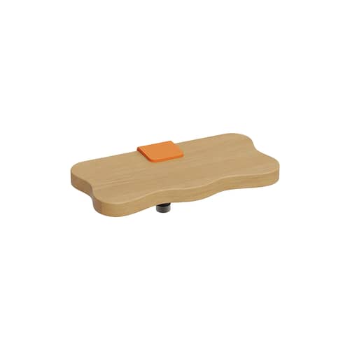 Bracket Vague by Uchronia Wall shelf natural wood / L 32 cm - Solid oak - TIPTOE - Orange bracket / Oak shelf - Eco-certified solid oak, Powder coated steel