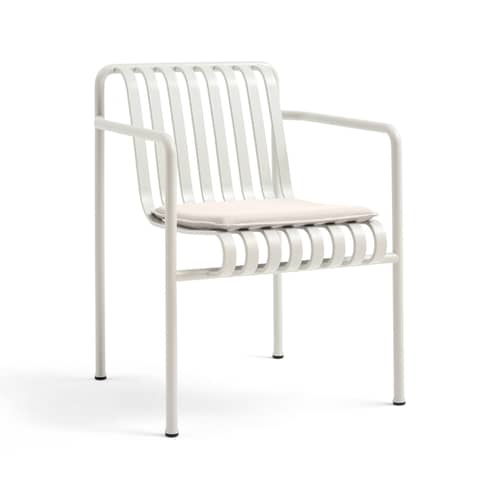 Accessorio  tessuto bianco / Cuscino per seduta per Poltrona Palissade Dining Large impilabile - Hay - Bianco cremoso - Schiuma di poliuretano, Tessuto da esterni Olefina