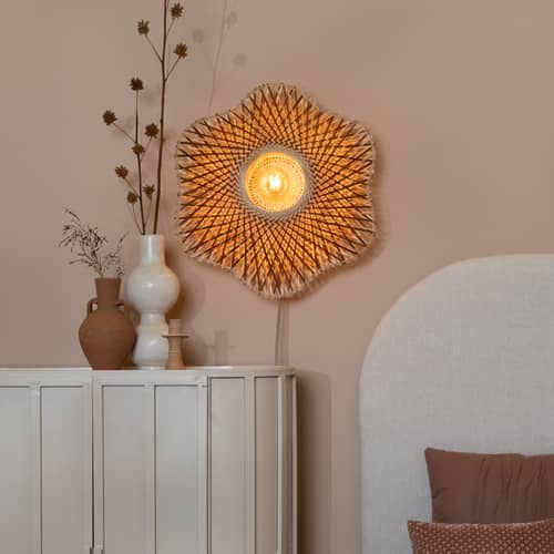 Applique avec prise Madura / Ø 44 cm - Bambou - GOOD&MOJO - / Ø 44 cm - Marron & naturel - Bambou, Fer