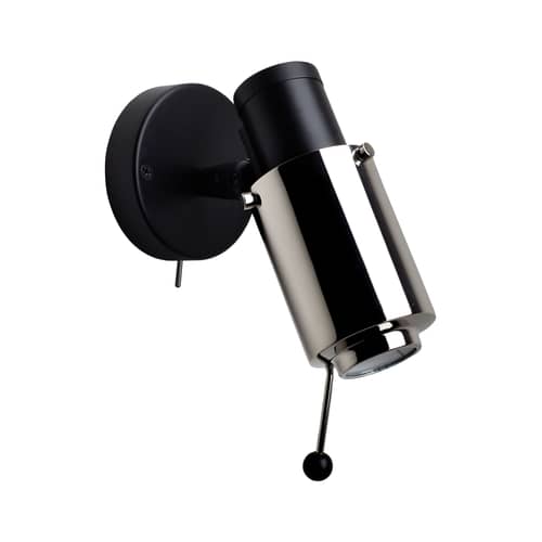 Biny Spot Wall light metal silver / GU10 bulb - DCW éditions - Black / Nickel tube - Aluminium, Steel