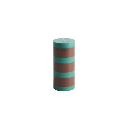 Bougie bloc Column Small cire multicolore / Ø 6,5 x H 15 cm - Hay - Vert / Marron - Huile, Stéarine