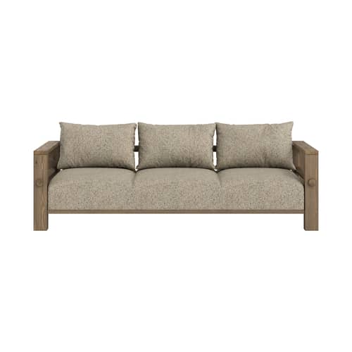 Canapé convertible Bare / Lit 1 place - L 225 cm - KARUP - Sable chaud (641) / Brun caroube (106) - Mousse haute résilience, Pin massif, Polyester