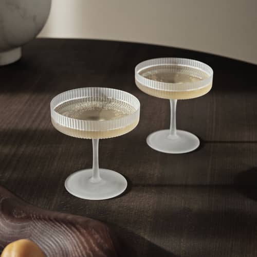 Coupe à champagne Ripple / Set de 2 - Verre strié - Ferm Living - Givré - Verre soufflé bouche