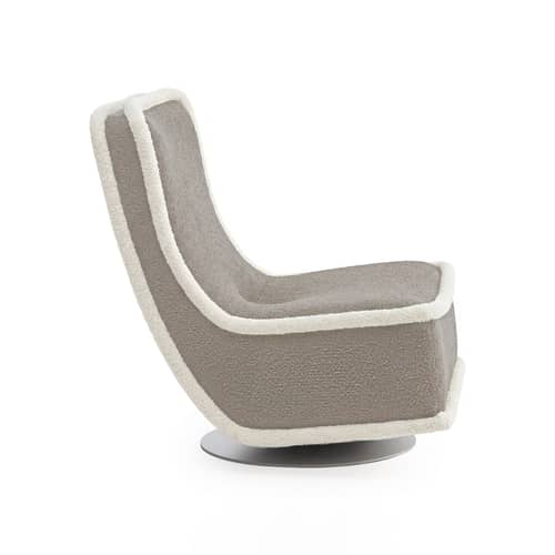 Fauteuil pivotant Bonheur du jour / Philippe Starck - Kartell - Greige / Passepoil blanc - Acier, Mousse PU, Tissu bouclé