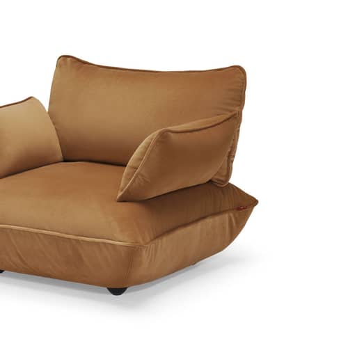 Fauteuil rembourré Sumo Loveseat marron / Velours recyclé - Fatboy - Amande (velours recyclé) - ABS, Acier, Mousse recyclée, Polypropylène, Velours recyclé