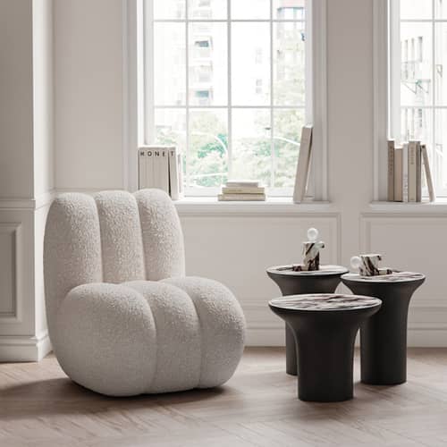 Fauteuil rembourré Toe blanc / Tissu bouclé - 101 COPENHAGEN - Blanc cassé (tissu bouclé) - Bois, Mousse, Tissu bouclé
