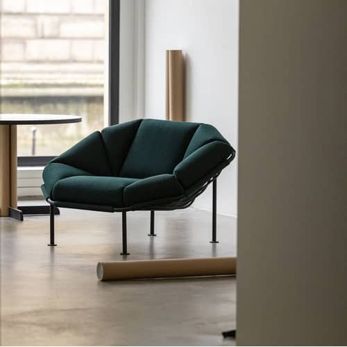 Gepolsterter Sessel Atlas textil grün - KANN DESIGN - Grün - HR-Schaum, Kvadrat-Gewebe, thermolackierter Stahl