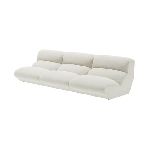Divano destro Hi Lo - Configuration B tessuto bianco / 3 posti - L 330 cm - Modulare - &tradition - Bianco (Grano 61229) - Legno certificato FSC, Molle, Ovatta di poliestere, Schiuma HR certificata (alta resilienza), Tessuto certificato Ecolabel UE