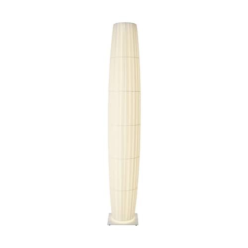 Lampada a stelo Colonne tessuto bianco / LED - H 190 cm - Dix Heures Dix - Base in Metallo Bianco - Acciaio, Alluminio, Tessuto acrilico plissettato