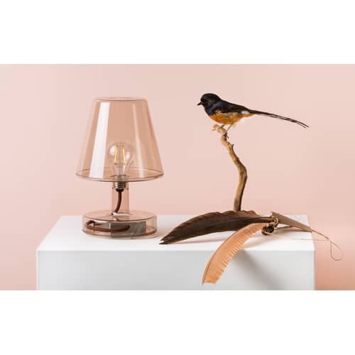 Lampada senza fili ricaricabile Transloetje materiale plastico trasparente / LED - Ø 16 x H 25 cm - Fatboy - Cavo trasparente/rosso - policarbonato