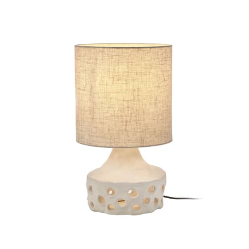 Lampe de table Oya 02   / Grès & tissu - Ø 25 x H 42 cm - Serax - Tissu beige / beige - Grès, Tissu