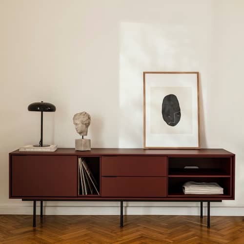 Mobile TV Mod legno rosso / L 189 x H 61 cm - NOO.MA - Bordeaux - Acciaio, Melamina