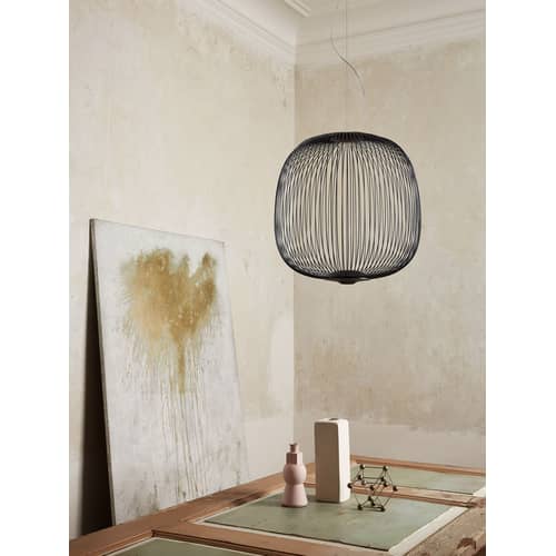 Spokes 2 Small Pendant metal grey black LED - Ø  52 x H 52,5 cm - Foscarini - Graphite - Varnished aluminium, Varnished steel