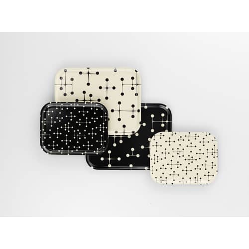 Set de 5 plateaux Dot Pattern Large / Eames (1947) - 46 x 36 cm - Vitra - Large / Blanc & motifs noirs - Contreplaqué de chêne laminé