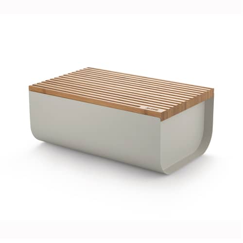 Portapane Mattina metallo legno grigio / Acciaio & bambù - 34 x 21 cm - Alessi - Grigio / Bambù - Acciaio, Bambù