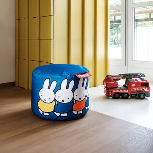 Pouf enfant Point x Miffy / Nylon -  Ø 50 cm - Fatboy - Bleu -  Micro-billes EPS, Nylon