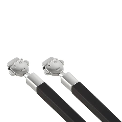 Set de 2 baguettes Alessandro M. Stick bois noir / Avec support - Alessi - Alessandro M. / Noir & acier - Acier inoxydable, Ébène