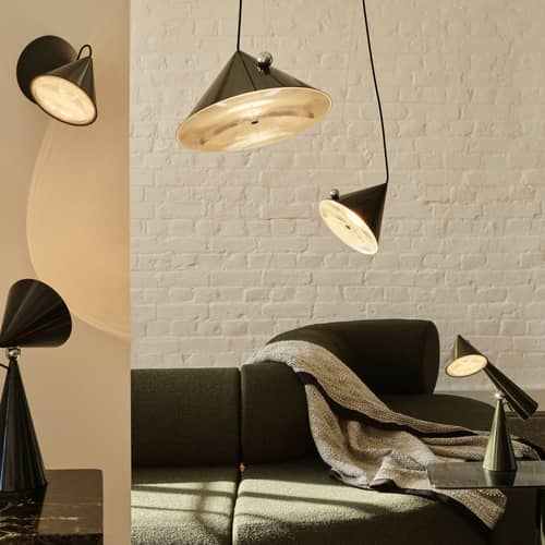 Suspension Pose LED métal vert / Ø 43 x H 30 cm - Orientable - Tom Dixon - Varech - Acier thermolaqué