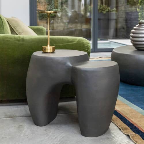 Table d\'appoint Dune Small céramique gris / 60 x 43.5 x H 45 cm - Mogg - Anthracite - Grès
