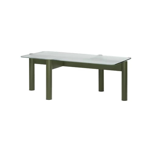 Table basse Kob vert / 105 x 55 x H 40,5 cm - NOO.MA - Vert forêt / Verre - Faggio massello certificato FSC, Vetro temprato