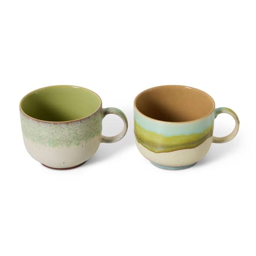 Tazza da tè 70s ceramics ceramica multicolore / Set di 2 - 42,5 cl - HK LIVING - Neo - Gres smaltato
