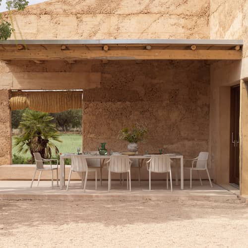 Tavolo con prolunga Tevere corian beige / 147-211 x 90 cm - NARDI - Corda - alluminio verniciato, Resina in fibra di vetro