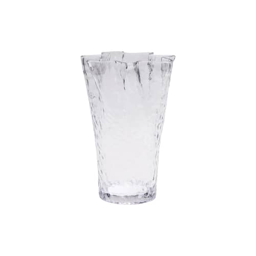 Ruffle Vase glass transparent / Ø 23 x H 30 cm - HÜBSCH - Transparent - Mouth blown glass