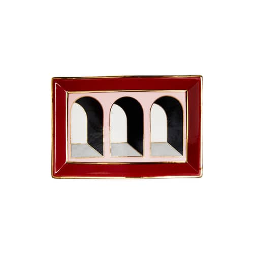 Coupelle Arcade céramique rouge / Vide-poche - 18 x 12 cm - Jonathan Adler - Arcade / Rouge & rose - Porcelaine