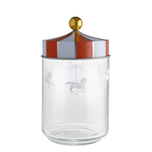 Alessi Circus Airtight jar - white red gold transparent | Made In