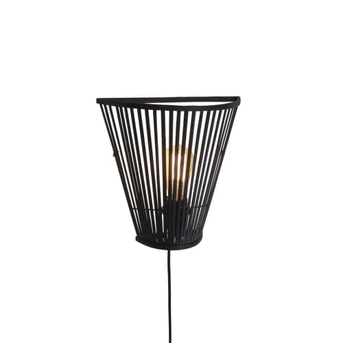 Applique avec prise Merapi bois noir / bambou / L 30 x H 30 cm - GOOD&MOJO - Noir - Bambou, Fer