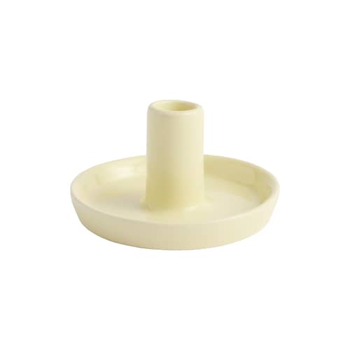 Disc XS Candle stick ceramic yellow / For long, thin candles, Ø 1.2 cm - Hay - Pale yellow - Earthenware