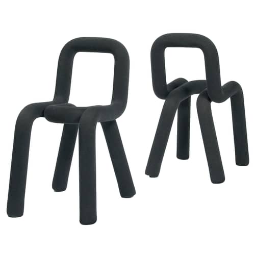 Chaise rembourrée Bold tissu gris - Moustache - Gris foncé - Acier, Mousse, Tissu