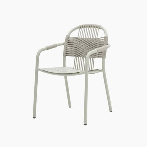 Cleo Stackable armchair plastic material green / Polypropylene rope - Vincent Sheppard - Sage green - Polypropylene rope, Thermolacquered aluminium