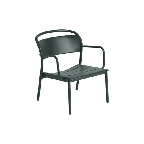 Fauteuil bas Linear Lounge métal vert - Muuto - Vert foncé - Acier