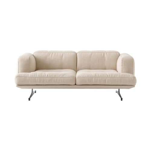 Divano destro Inland AV22 tessuto bianco / 2 posti - L 179 cm - &tradition - Ecrù (tessuto Clay 11) - Acciaio, Schiuma HR, Tessuto