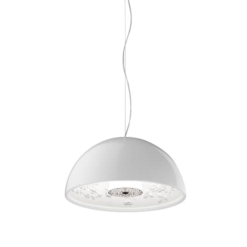 Pendelleuchte Skygarden Small metall stein weiß / 40 cm - Gips & Aluminium - Flos - Weiß glänzend - Aluminium, Gips, Mundgeblasenes Opalglas