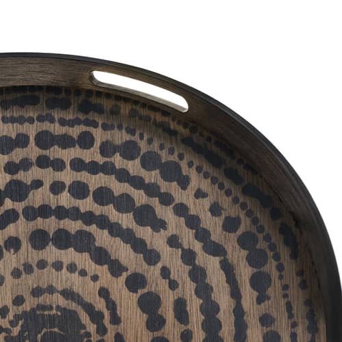 Plateau Indigo Beads  / Ø 48 cm - Ethnicraft - Beads / Noir - Bois