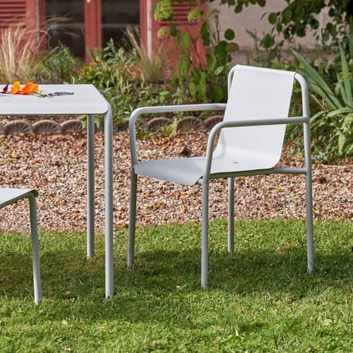 quadratischer Tisch Panorama metall grau / 90 x 90 cm - 2 Sitze - TIPTOE - Grau Kreidegrau - thermolackierter Stahl
