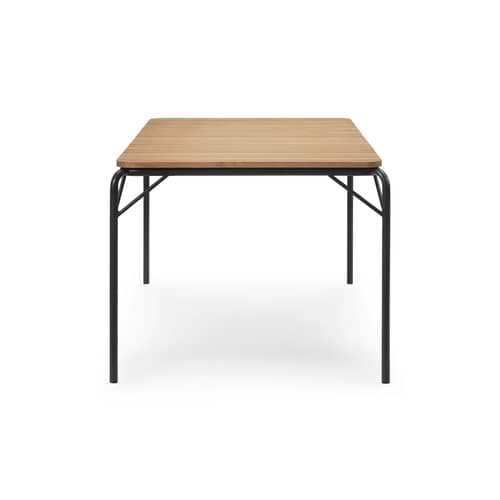Vig Wood Rectangular table natural wood / 90 x 200 cm - Normann Copenhagen - Black / Wood - Oiled robinia wood, Powder coated steel