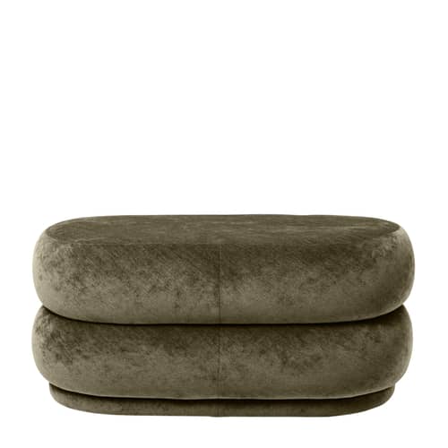 Sitzkissen Oval Medium textil braun grün grau / 87 x 47,5 - Velours - Ferm Living - Waldgrün - Holz, Schaumstoff, Velours