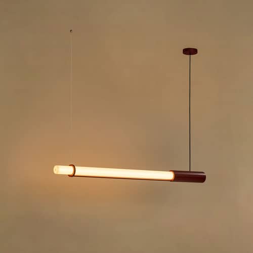 Sospensione In Fine LED vetro rosso / L 105 cm - DCW éditions - Rosso - Alluminio, Vetro