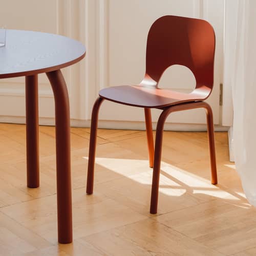 Stuhl Atto holz rot - NOO.MA - Rot auburn - FSC-zertifiziertes Sperrholz, Stahl