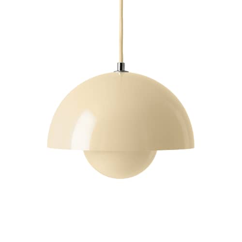 Suspension Flowerpot VP1 métal beige / Ø 23 cm - By Verner Panton, 1968 - &tradition - Ivoire - Aluminium laqué
