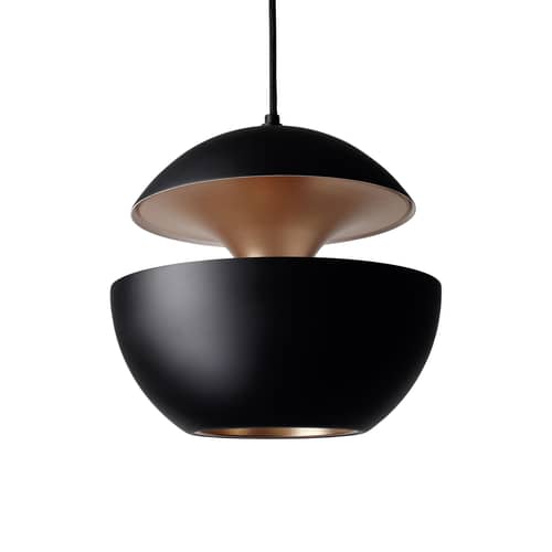 Suspension Here Comes The Sun métal noir / Ø 35 cm - Réédition 1970 / Seconde vie - DCW éditions - Noir / intérieur cuivre - Aluminium, Textile