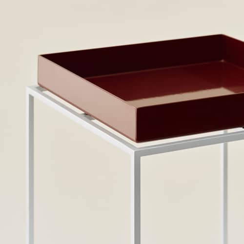 Table d\'appoint Tray Small Silicon High / 30 x 30 x H 44 cm - Hay - Chocolat - Acier revêtu de silicone, Acier thermolaqué