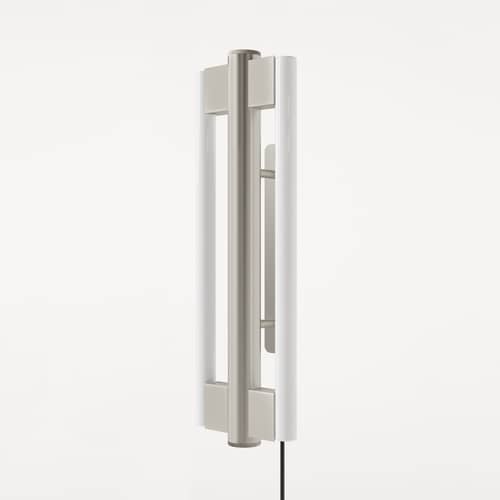 Wandleuchte mit Stromkabel Eiffel Double metall silber / H 50 cm - Frama  - H 50 cm - rostfreier Stahl