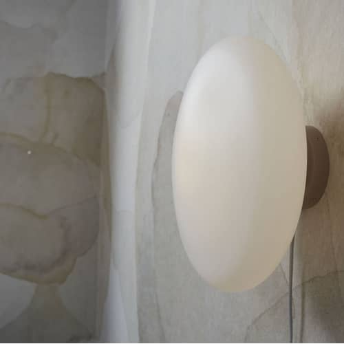 Wandleuchte mit Stromkabel Sapporo glas weiß / Ø 28 cm - It\'s about Romi - Weiß - Glas