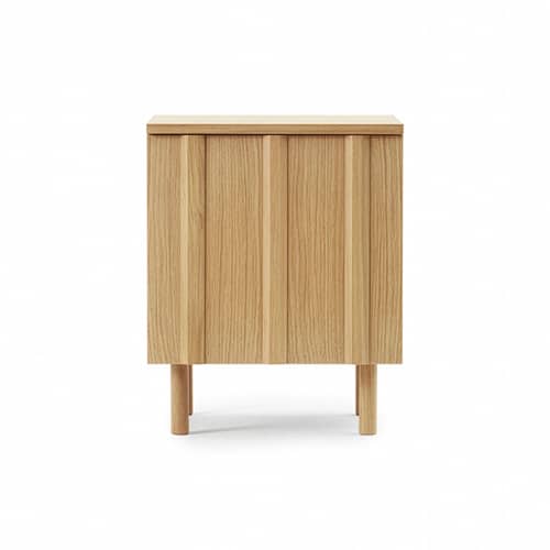 Comodino Rib legno naturale / 1 Porta - Normann Copenhagen - Rovere - Impiallacciatura di rovere, Rovere massello